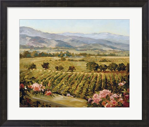 Framed Vineyards to Vaca Mountains Print