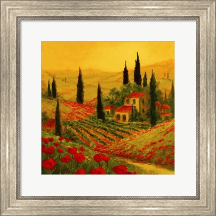 Framed Poppies of Toscano II Print
