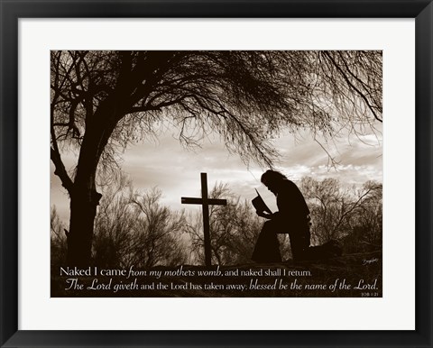 Framed Cowboy at the Cross (Naked I came from my mother&#39;s womb...) Print