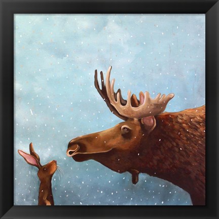 Framed Moose and Rabbit Print