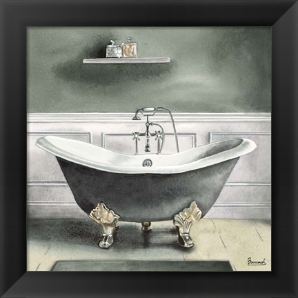Framed Smoky Gray Bath I Print