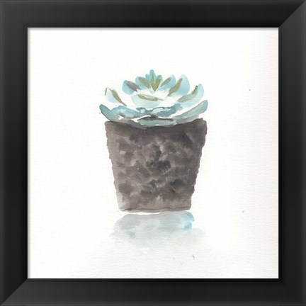 Framed Watercolor Cactus Still Life I Print