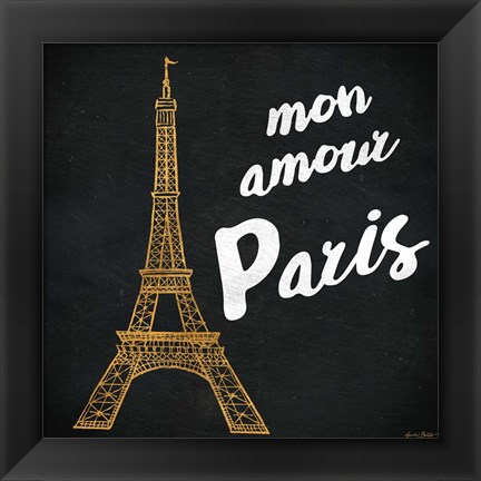 Framed Mon Paris Gold I Print