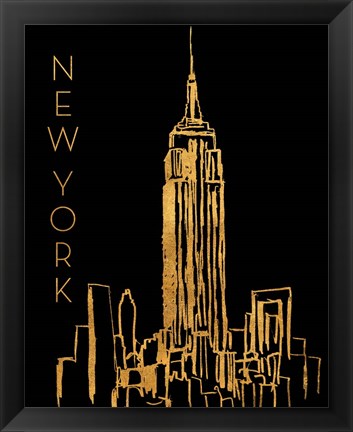 Framed New York on Black Print