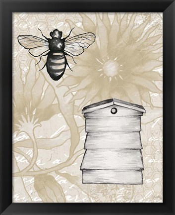 Framed Bee Hives II Print