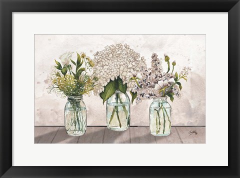 Framed Jars of Wildflowers Print