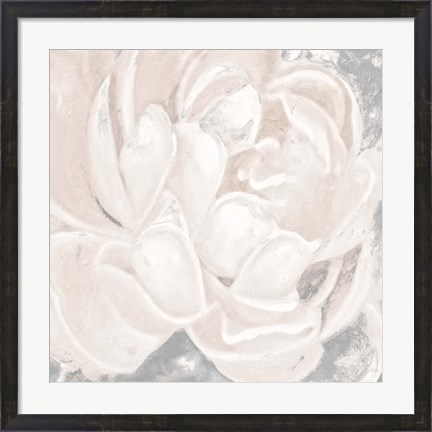 Framed White Grey Flower I Print
