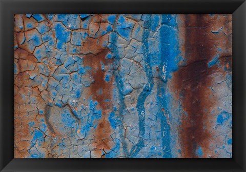 Framed Details Of Rust And Paint On Metal 26 Print