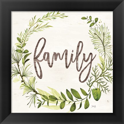 Framed Family Greenery Wreath Print