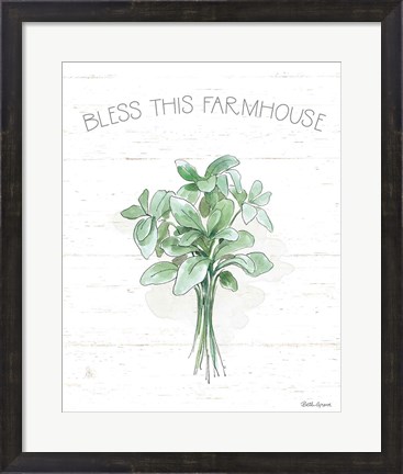 Framed Farmhouse Cotton VI Sage Print