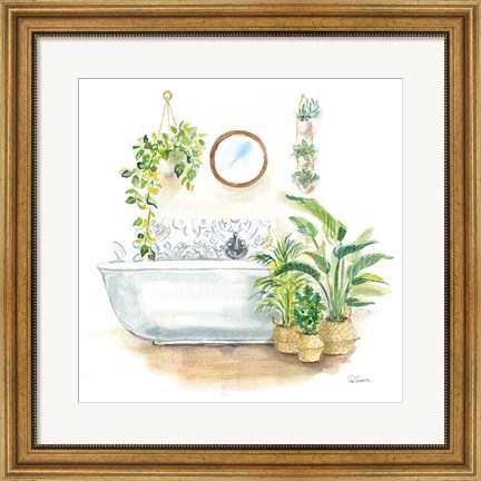 Framed Greenery Bath II Print