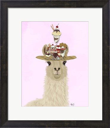 Framed Llama Ice Cream Hat Print