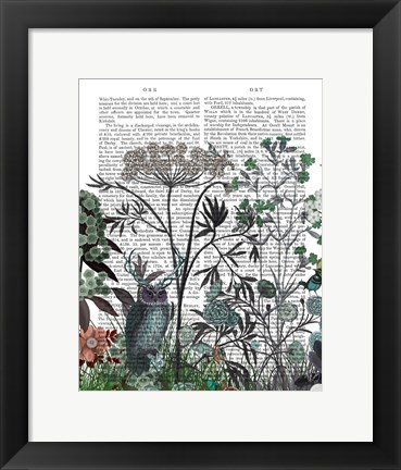 Framed Wildflower Bloom, Owl Book Print Print