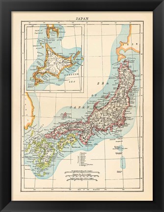 Framed Map of Japan Print