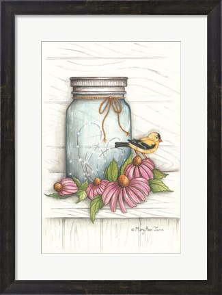 Framed Goldfinch and Flowers Print