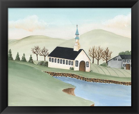 Framed Folk Church Scene IV Print