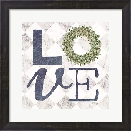 Framed Love with Eucalyptus Wreath III Print
