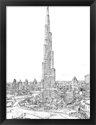 Framed Dubai in Black &amp; White II Print