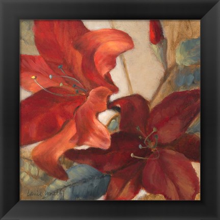 Framed Crimson Fleurish I Print