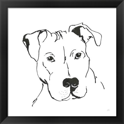 Framed Line Dog Pitbull II Print