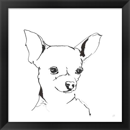 Framed Line Dog Chihuahua Print