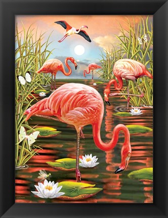 Framed Flamingoes - Vertical Print