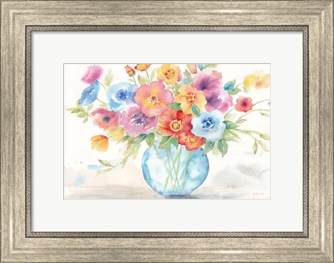 Framed Bright Poppies Vase Print
