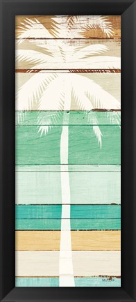 Framed Beachscape Palms V Green Print