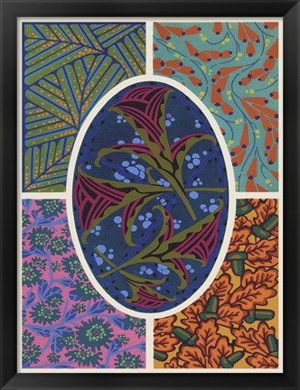 Framed Art Deco Florals II Print