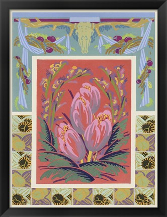 Framed Art Deco Florals VIII Print