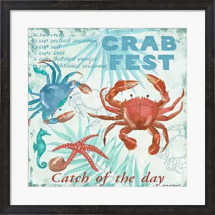 Framed Crab Fest - Aqua Print