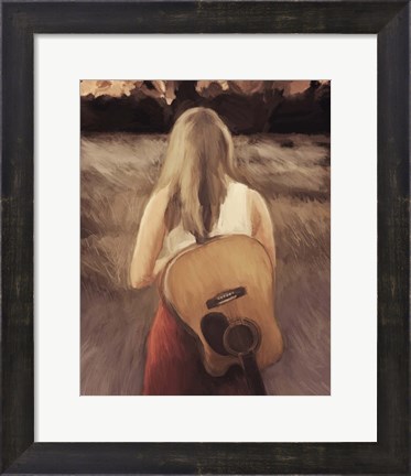 Framed Traveling With My Guitar Print