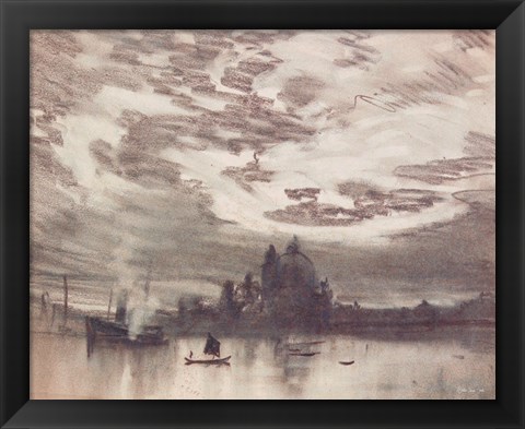 Framed Moonlight Over Venice 1 Print