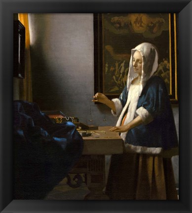Framed Woman Holding a Balance, 1664 Print