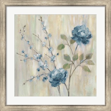 Framed Contemporary Chinoiserie Blue Print
