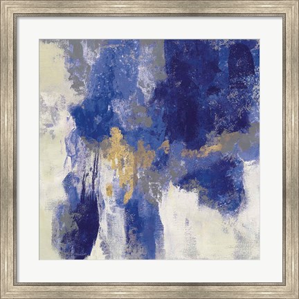 Framed Sparkle Abstract II Blue Print