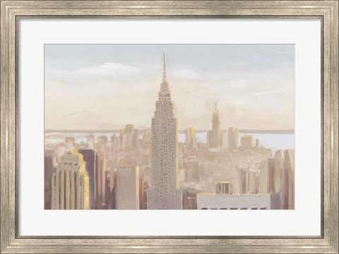 Framed Manhattan Dawn Gold and Neutral Print