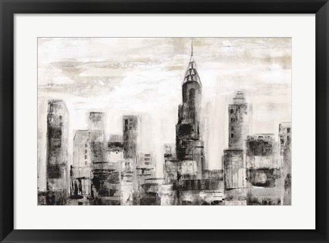Framed Manhattan Skyline BW Crop Print