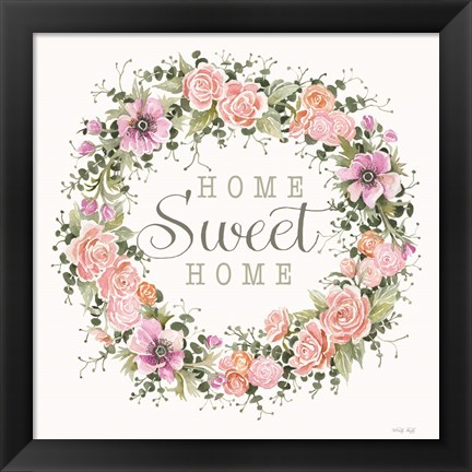 Framed Home Sweet Home Floral Wreath Print