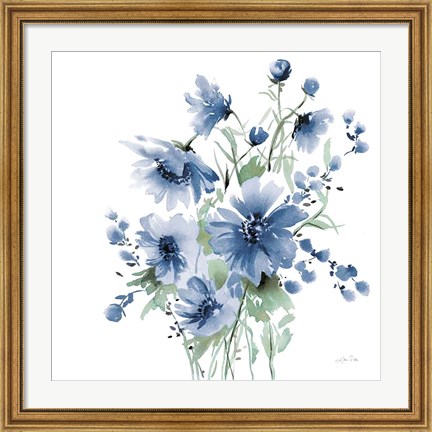 Framed Secret Garden Bouquet I Blue Print