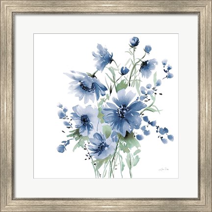 Framed Secret Garden Bouquet I Blue Print