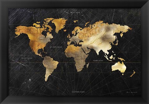 Framed Dramatic World Map Print
