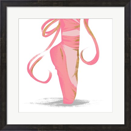Framed Ballet Point Shoe with Gold Accents Print