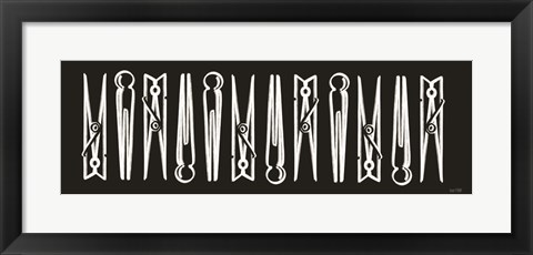 Framed Laundry Clothespins Print