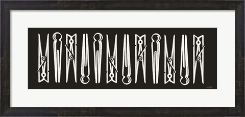 Framed Laundry Clothespins Print