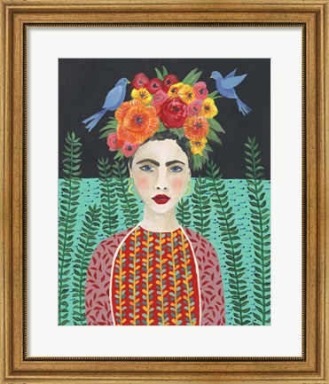 Framed Frida Headdress II Print