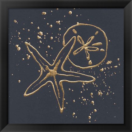 Framed Gold Sand Dollar Starfish Print