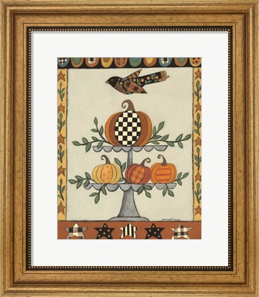 Framed Two Tiered Patterned Pumpkins Print