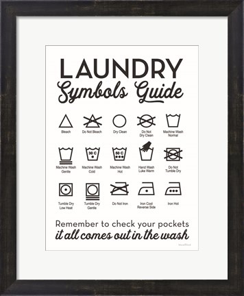 Framed Laundry Symbols Guide Print