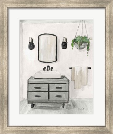 Framed Attic Bathroom I Light Crop Print
